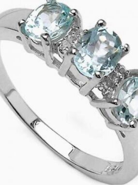 Women's Solid Sterling Silver 1.53 CTW Swiss Blue Topaz 
Size 7
Designer Ring